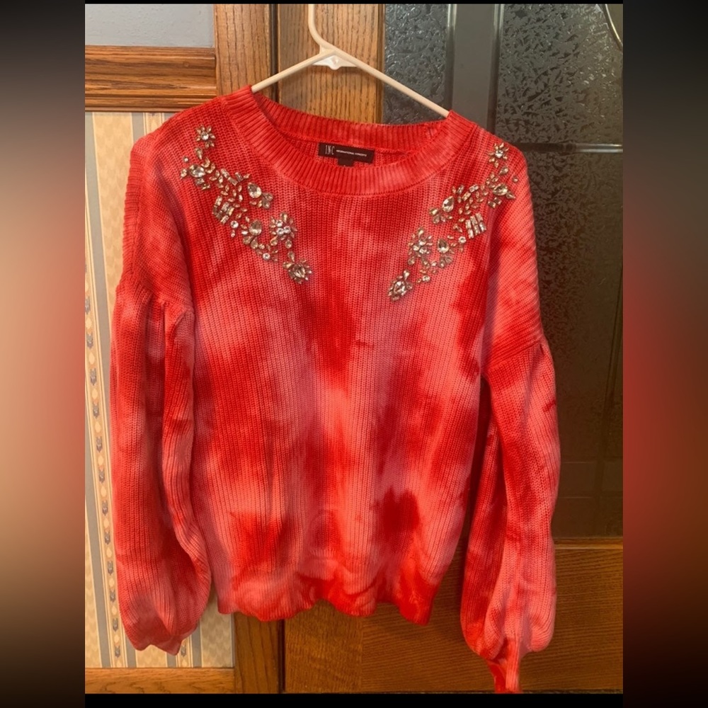 INC International Concepts Tie Dye Rhinestone Sweater